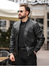 Resim Yeni Sezon Kolej Bomber Süet Ceket Siyah Carbon 