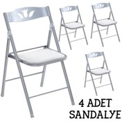 Resim Katlanır Mutfak Sandalyesi Kırma Koltuk Beyaz 4 Adet 1055 