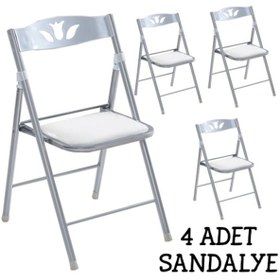 Resim Katlanır Mutfak Sandalyesi Kırma Koltuk Beyaz 4 Adet 1055 