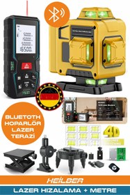 Resim HEİLBER BA01068S 2'si 1 Arada Lazer Seti | 70m Ölçüm Cihazı + 16 Çizgili 360° 4 Köşe Lazer Hizalama | Şarjlı 