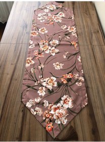 Resim Kahverengi Zeminli Çiçek Desenli Runner Çok Renkli 