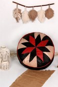 Resim Ottoman Pouffe İskandinav El Yapımı Hakiki Kuzu Derisi Bohem Bahçe Balkon Bungalov Puf Minder 60x30cm(DOLGULU) 
