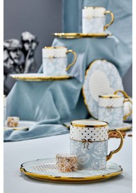 Resim Carmen 6 Kişilik Porselen Desenli Çay Fincan Takımı - Mavi 