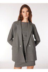 Resim Fabrika Gri Kadın Kruvaze Blazer F4WL-CKT0991 