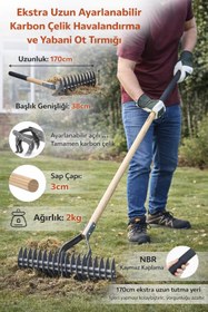 Resim Binbirreyon Bahçe Çim Havalandırma Tırmığı Yabani Ot Temizleyici Tırmık Karbon Çelik 170cm AB091 