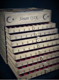 Resim Yaman Hediyelik Kişiye Özel Şeffaf Kapaklı Ahşap Tesbih Ve Saat Koleksiyon Kutusu (80 TESBİH, 12 SAATLİK) 