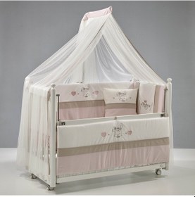 Resim Meltem Kids Mondo Sallanır Ahşap Anne Yanı Beşik 60x120 CM ( Beyaz- Pretty) Pembe 