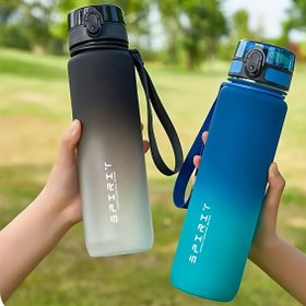 Resim 1L Gradyan Spor Su Şişesi - Şık Dış Mekan Uzay Kupası Büyük Kapasiteli, Dayanıklı PC Malzeme, Sadece Elde Yıkama, Yürüyüş ve Kamp için İdeal, Kamp Sırt Çantası 