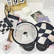 Resim Vintage Rose & Checkered Katlanabilir El Tipi Fan - Taşınabilir Manuel Mini Fan Depolama Çantası ile, Yaz Seyahatleri, Açık Hava, - Elektrik Gerektirmez, Taşınabilir Fan, Seyahat Gereçleri, Checkered Desen, Dayanıklı Plastik 