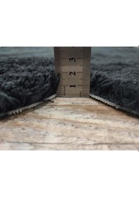 Resim Balat Halı Dekoratif Siyah Kaymaz Taban Peluş Papatya Halı Siyah 