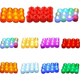 Resim Yifomall Beyaz Kasa Yeşil Işıklı Led Mum Simülasyonu - Ateşsiz Ev Nikah Doğum Günü Dekorasyon Malzemesi 24 Adet Kutulu Çok Renkli 