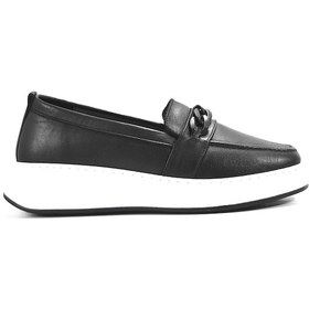 Resim Onlo Ayakkabı FRX.1076ZN Hakiki Deri Siyah Loafer Kadın Ayakkabı Siyah 