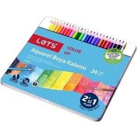 Resim Lets Boya Kalemi 24 Renk Aquarel Metal Kut. L-4724 Sulu Kuru Boya 