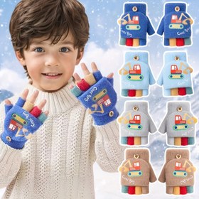 Resim 1 Çift Gençler İçin Termal Katlanabilir Kış Eldiveni Peluş Astarlı - Sıcak Kar Tulumu Araba, Kamyonet veya Trene Uyumlu - Erkek & Kız Çocuklar için Yumuşak Tutuş - 6 Yaş Doğum Günü/Noel/Şükran Günü Hediyesi ile uyumlu, Çok Renkli Seçenek (Mavi, Kırmızı, Kahverengi, Gri, Pembe, Bej) Kolay Düğme Kapatma Her gün kullanım ve oynama eldiveni, sıkılmaz yapısıyla genç çocuklara özel soğuk havada koruma sağlayan, ön tasarım örgü detaylı parmaksız bavul tipi, 