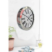 Resim Bahat Krom Çerçeveli Salon Ofis Duvar Saati 36 cm 