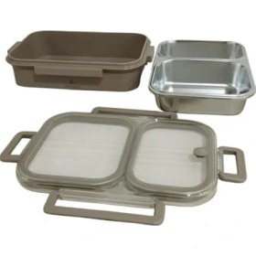Resim Bento Dikdörtgen 2 Bölmeli Lunch Box Yemek Termosu 1000 ml 