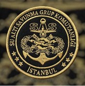 Resim Ex Patch Siyah Zemin Tan Rengi Sas Peçi Arması 9 Cm 