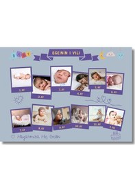 Resim Bebek Odası Bebek Aylık Kolaj Temalı Anı Tablosu Çerçevesiz - 50x70 