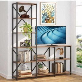 Resim Zizuva Tasarım 9 Raflı L Model Kitaplık Ve Tv Ünitesi 