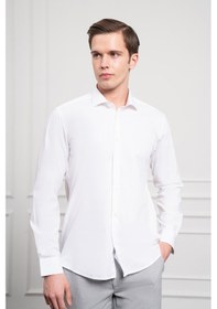 Resim Erkek Beyaz Pamuk Trend Slim Fit Dar Kesim İtalyan Yaka Gömlek 25mc004016600 Beyaz Beyaz 
