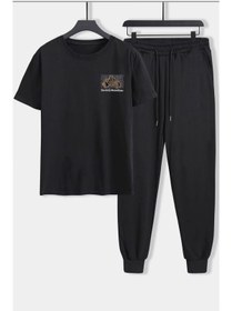 Resim classy moda Unisex Oversize Eşofman Takımı Kısa Kollu T-shirt Rahat Kalıp Günlük Spor Yazlık 