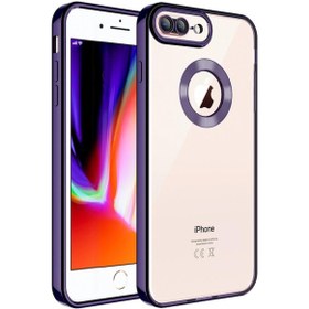 Resim Apple iPhone 7 Plus Uyumlu Kılıf Kamera Korumalı Logo Gösteren Omega Kapak Derin Mor 