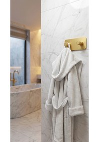 Resim 2'li Premium Gold Alüminyum Banyo Mutfak Havlu Bornoz Askısı Yapışkanlı Altın 