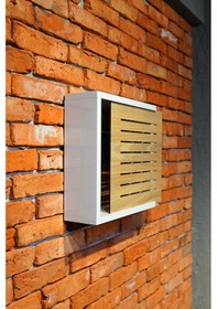 Resim Modem Saklama Kutusu Sürgülü Yana Açılır 35 X 35 Çizgili Meşe 