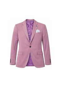 Resim Plus Scorpion Erkek Pamuklu Penye Likralı Tek Düğmeli Çift Yırtmaçlı Blazer Ceket Pembe 