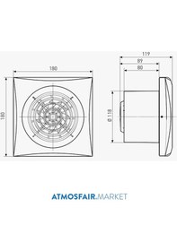 Resim Silent 200 Chz Sessiz. Timer 'Lı. Nem Sensörlü 125'Lik Banyo Fanı 