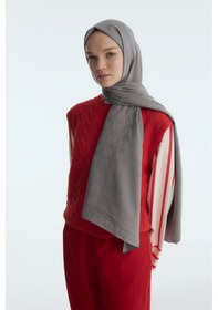 Resim Mirsoy Scarf İpeksi Jakar Şal Kırlangıç Desen Koyu Gri 