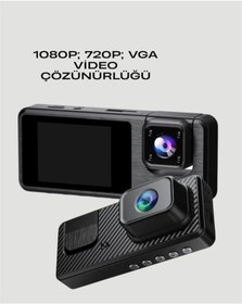 Resim Ilkeshop 3 Kameralı Dvr Araç Kamerası Tam Güvenlik, Tam Kapsama 