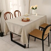 Resim 1 adet Püskül Detaylı Masa Örtüsü, Evde Yıkanabilir Masa Örtüsü, Piknikler, Kamp, Düğünler, Doğum Günler, Şükran Günü, Restoranlar ve Büfe için, Masa Örtüsü Koruma, Ev Mutfak Yemek Masası Dekoru 