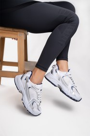 Resim Blyss Kadın Erkek Unisex Beyaz Lacivert Spor Ayakkabı Sneaker 