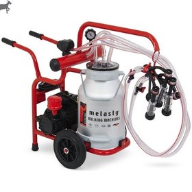 Resim Melasty Junior İkili Keçi Süt Sağma Makinesi Alüminyum Güğüm - Kauçuk Memelik Junior Kuru Pompa 