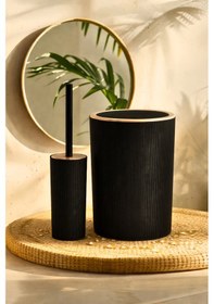 Resim İndecor Houseware Liza 2'li Banyo Seti - Çöp Kovası Wc Fırçası Modern Tasarım - Beyaz Siyah 