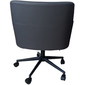 Resim Ofis Koltuğu Siyah Konik Yıldız Ayaklı Döküm Süngerli Siyah Deri 