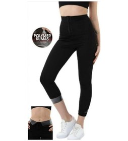 Resim Agraflı Yüksek Bel Sauna Termal Tayt Siyah 