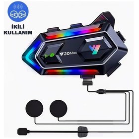 Resim İnterkom Y20-max Bluetooth 5.3 - 2 Kişi 300 Metre Eşleşme Rpg Aydınlatma 