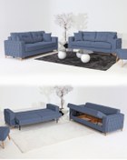 Resim Velura Home & Living Nola Koltuk Takımı 3+3 & Bazalı Yataklı Koltuk & Kanepe - Keten 