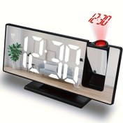 Resim 1 adet Büyük LED Ekranlı Modern Dijital Çalar Saat, Yatak Odası Başucu Masası için USB Güçlü Projeksiyon Saati, Düz Taçlı Plastik Kare Şekil, Düğme Pili Dahil (Güçlü Değil) 