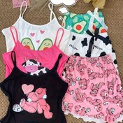 Resim Genç Kız Rastgele 1 Takım Askılı Şort Sevimli Karikatür Rahat Moda Tarzı Pijama ve Ev Giysileri Rastgele 1 Takım 