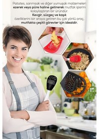 Resim Vienev Çok Fonksiyonlu Patates Sarımsak Ezici Kevgir Kaşık Antrasit 