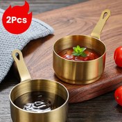 Resim 2 adet Mini Altın Paslanmaz Çelik Sos Tenceresi - Çikolata Dökmesi, Sirke Dikmesi, Barbekü Sosu ve Kahve/Çay Isıtme için Mükemmel | Dayanıklı ve Temizlemesi Kolay Mutfak Gereksinimleri, Kahve Barı Aksesuarları 