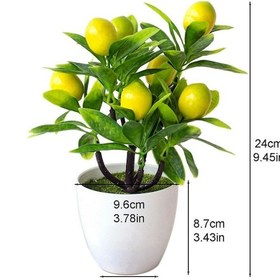 Resim 18 Cm Yapay Meyve Limon Simüle Bonsai Ev Dekorasyonu Saksı Bitkisi Oturma Odası Süsü Sahte Ağaç Yapay Bitkiler Aubur 