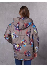 Resim Farm Animals Retro Gate Dijital Art Puffer Mont Kadın 