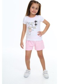 Resim Toontoy Kids Toontoy Kız Çocuk Mucıs Makes Me Happy Baskılı Şortlu Takım Pembe 
