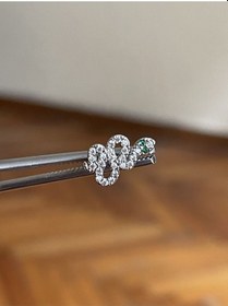 Resim 316 L Cerrahi Çelik Dudak Kıkırdak Helix Tragus Piercingi Yılan Detaylı Piercing Sarı - Kırmızı 