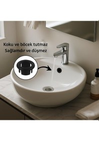 Resim Siyah Renkli, Şık Tasarımlı, Estetik Ve Uyumlu Lavabo Taşma Yüzüğ Siyah 