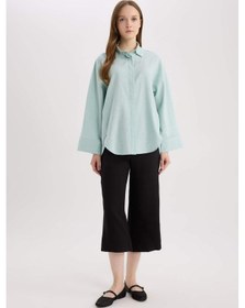 Resim DeFacto Relax Fit Keten Karışımlı Uzun Kollu Tesettür Gömlek Tunik B9835AX25SPGN1113 
